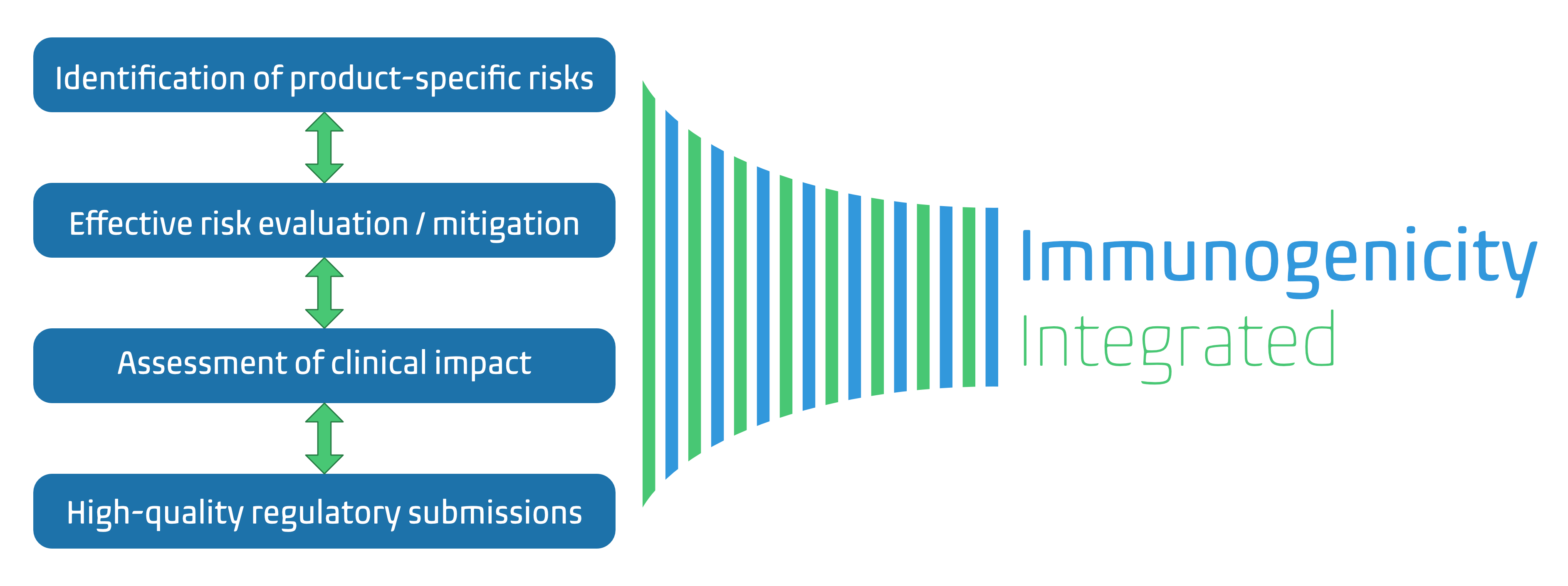 Diagram of what we do: Identification of product-specific risks; Effective risk evaluation / mitigation; Assessment of clinical impact; and High-quality regulatory submissions